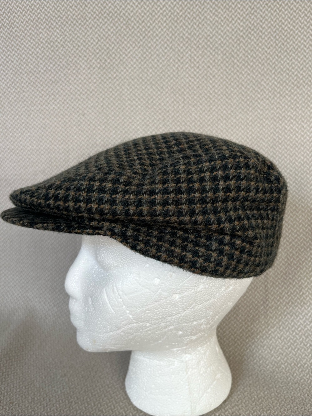 Lake of the Isles Men's Houndstooth Wool Newsboy Driving Cap Size L
